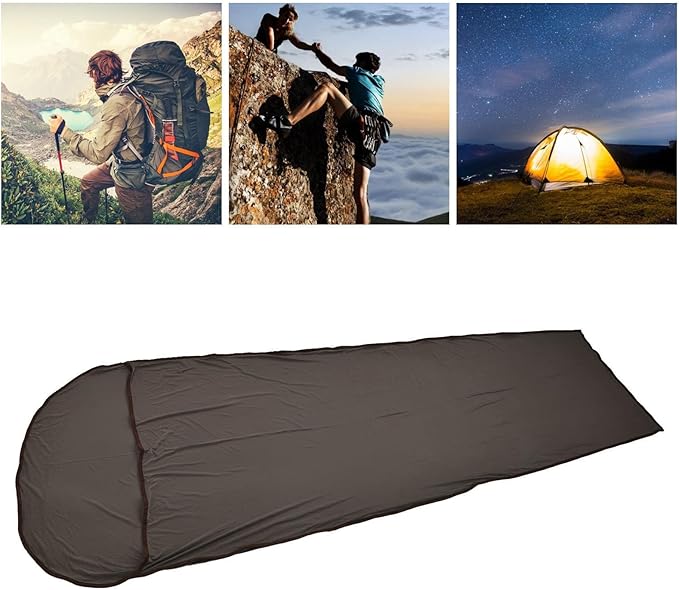 Ultralight Multifunctional Sleeping Bag Liner Elastic and Breathable for Camping Hiking Backpacking with Storage Bag Skin Friendly Polyester Fabric Unfolded Size 78.7x31.5in (Gray)