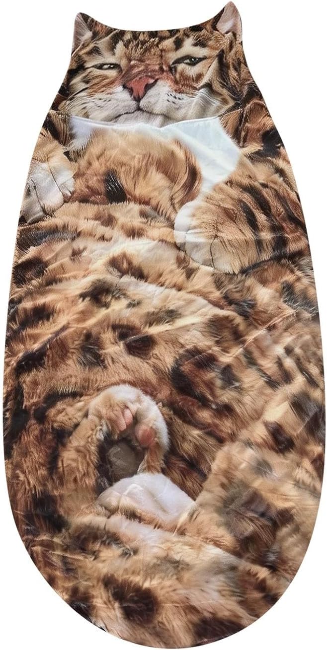 Cat Sleeping Bag for Adult - Soft Plush Cat Envelope Sleeping Bag Fluffy Cat Shaped Bag for Camping Sleepovers Home Lounging Washable Warm Blanket