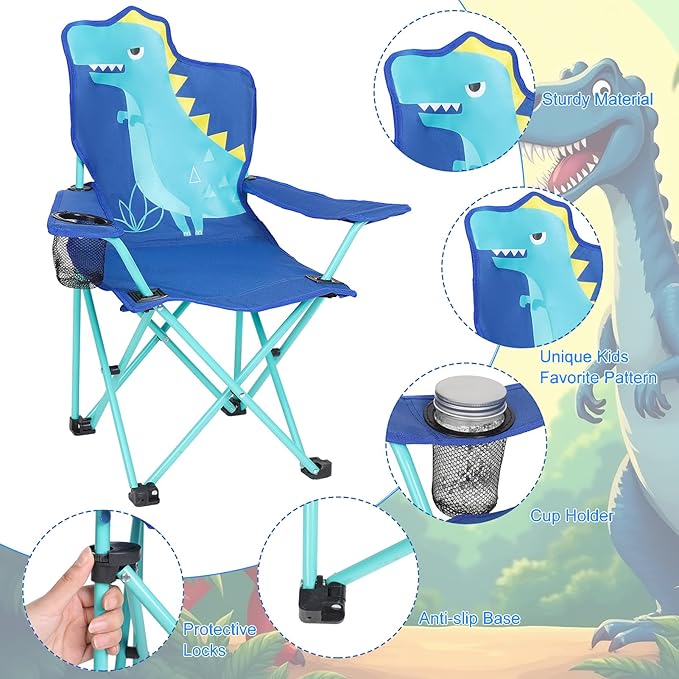 KABOER Kids Outdoor Folding Lawn and Camping Chair with Cup Holder and Carrying Bag Children's Camping Chairs