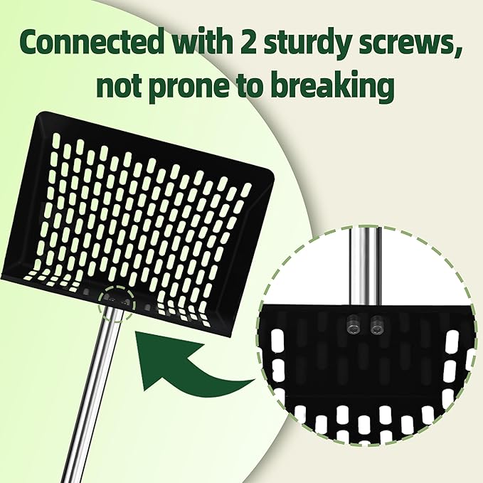 Jusoney Heavy-Duty Chicken Poop Scooper with 4-in-1 Adjustable Handle (35-61) - Sturdy Stainless Steel and Iron Construction for Large Chicken Coop - Ergonomic Design &amp Easy Cleaning