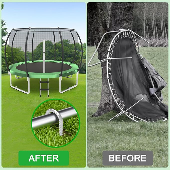 Trampoline Wind Stakes 16 Inch 3/8 Diameter Heavy Duty U Shaped Rebar Tent Fence Stakes for Ground Galvanized Trampoline Tie Down Anchor Kit 16 Pack