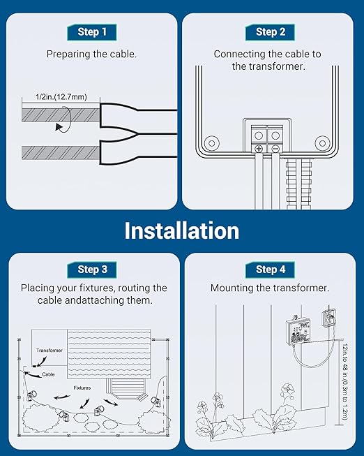 DEWENWILS 60W WiFi Low Voltage Transformer 120V AC to 12V DC Smart Outdoor Low Voltage Landscape Transformer with Timer Work with Alexa &amp Google Home Weatherproof for Landscape Lights ETL Lis