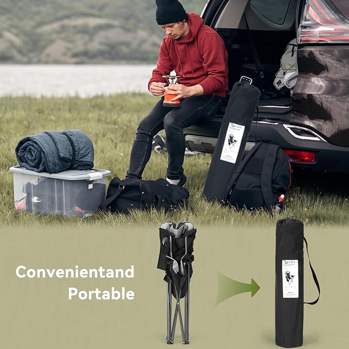 Camping Chairs for Adults Heavy Duty Camping Chairs 2 Pack Folding Chairs for Outside Support 380 LBS Portable Travel Outdoor Camp Chair with Cup Holder &amp Cooler Bag Sports Chairs for Basebal