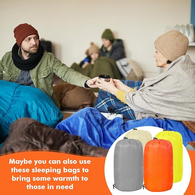 Macarrie 4 Pcs Bulk Sleeping Bags for Adults 0 Degree Waterproof Backpack Bags with Compression Sack for Backpacking Camping Hiking Emergency Shelters