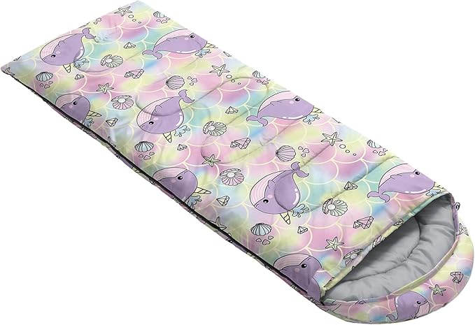 Kids Sleeping Bag for Boys GirlsBlue Ripples Print-Lightweight Warm Portable Outdoor Indoor-Waterproof Cold Weather Resistant Sleeping Bag for Camping Hiking