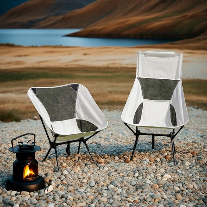 Folding Lawn 3.4lbs Portable Chair Heavy Duty Camping Chair for Adults Compact Outdoor Folding Seat White