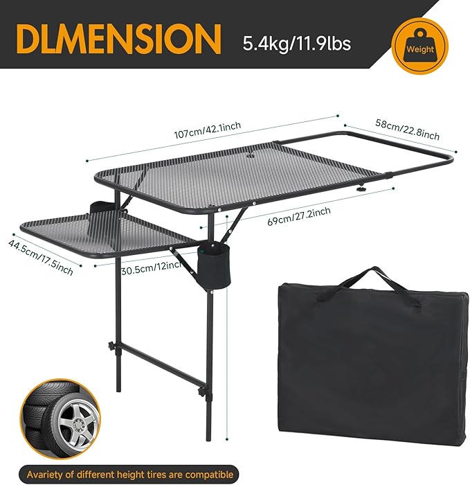 CDEN Tailgate Table Car Desk Tailgate Table Car Camping Camping Tables Vehicle Tables Adjustable Height Lightweight