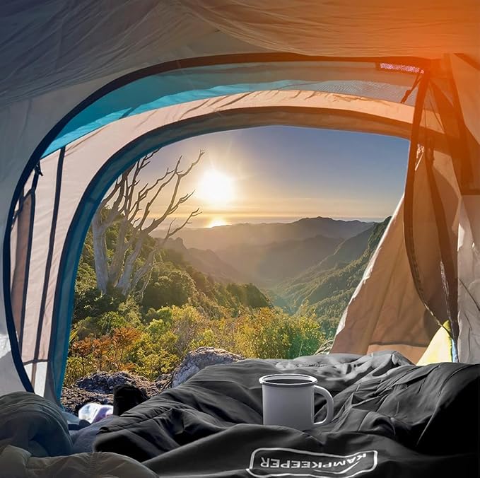 KAMPKEEPER Mummy Sleeping Bag Cold Weather Camping Sleeping Bag 32℉ 3-4 Seasons Adults Sleeping Bag Non-Snag Zipper with Adjustable Hood for Backpacking Hiking