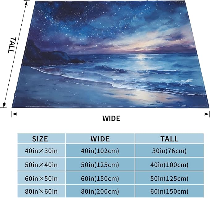 Late Night Coastline Soft Fleece Blanket 60 * 50 inch Soft Sofa Blanket Suitable for Sofa Camping Travel Night Cover Blanket