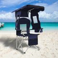 PLKO Camping Chairs with Canopy Portable Quad Lawn Chair for Adults Folding Recliner Chair with Cup Holder Outdoor Events and Shade- Support 330 LBS