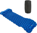 Inflatable Sleeping Pad for Camping | 40D Nylon &amp TPU Laminate Mat | Foot Press Inflation Cushion for Tent/Hiking/Travel | 3D Support 2 - Way Valve 700g Lightweight (Blue)