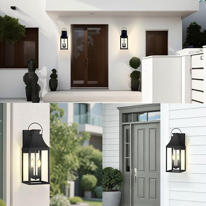 20 Outdoor Lanterns for Porch 2 Pack Large Outdoor Wall Lights Exterior 2-Light Wall Sconce for House Garage Front Door
