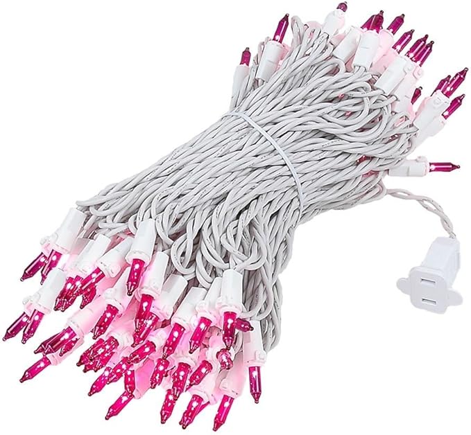 Novelty Lights 50 Feet 100 Bulb Incandescent Mini Light String Purple with 6-Inch Spacing on White Wire UL Listed Commercial Grade Indoor/Outdoor Mini Lights Connectable End-to-End