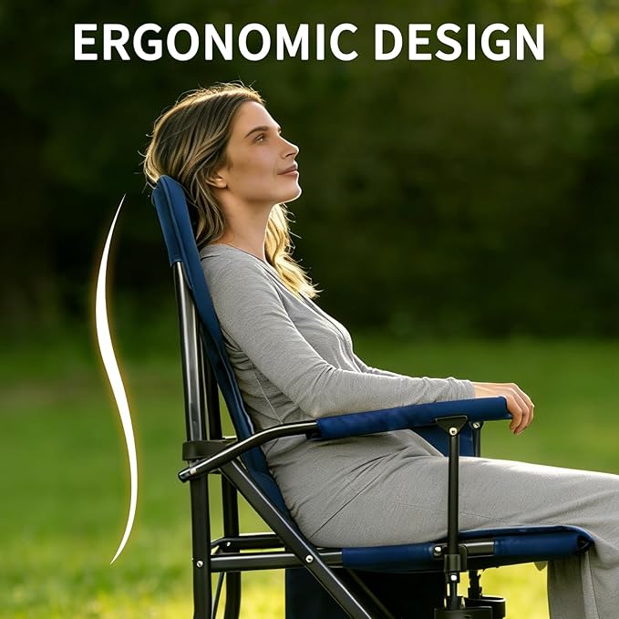 Romswi 2-Pack Heated Camping Chairs 500lbs Heavy Duty Oversized Folding Chair with Dual-Zone Heating &amp Hard Armrests XL Padded Portable Chair for Sports Sideline Tailgate Winter (USB Compatibl