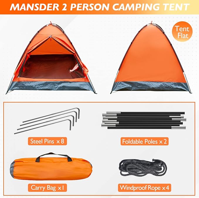 2 Person Camping Dome TentWaterproof Lightweight Portable Tents for Outdoor Camping Hiking Travel
