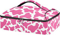 Casserole Carrier Pinkish and White Cow Print PatternInsulated Casserole Carrier for Hot or Cold Food Thermal Lunch Tote for Potluck Parties Picnic Beach Fits 9 x 13 Inches Baking Dish