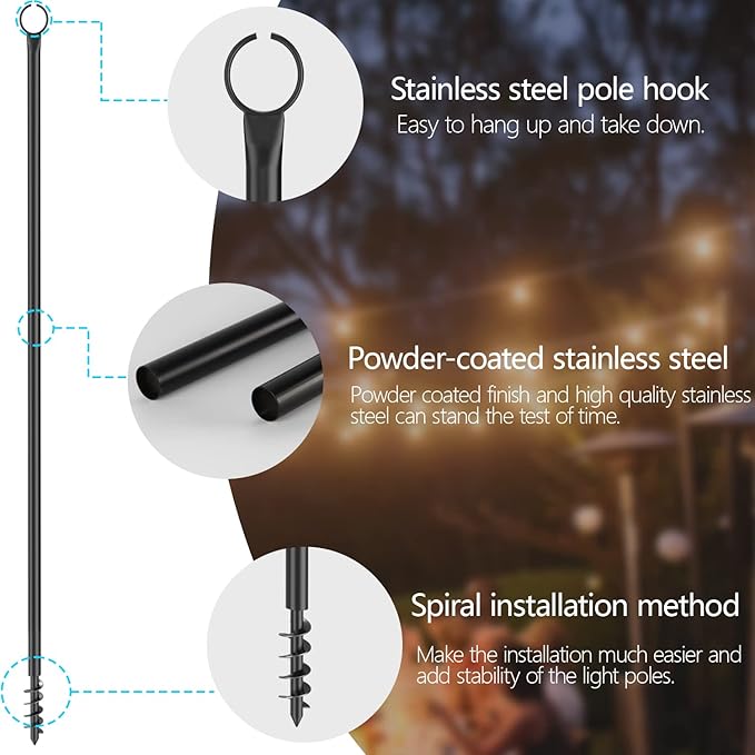 Espird String Light Poles for Outdoor 2 Pack10 Ft Outside String Light Pole for String Lights Backyard Patio Light Poles for Parties Bistro Wedding