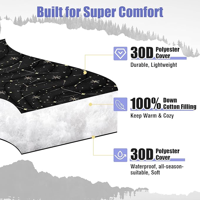 OUTSKIRT Ultra-Light Camping Blanket Packable Camping Blankets for Cold Weather Wearable Puffy Blanket Perfect for Traveling Hiking Festival &amp Stadium Black