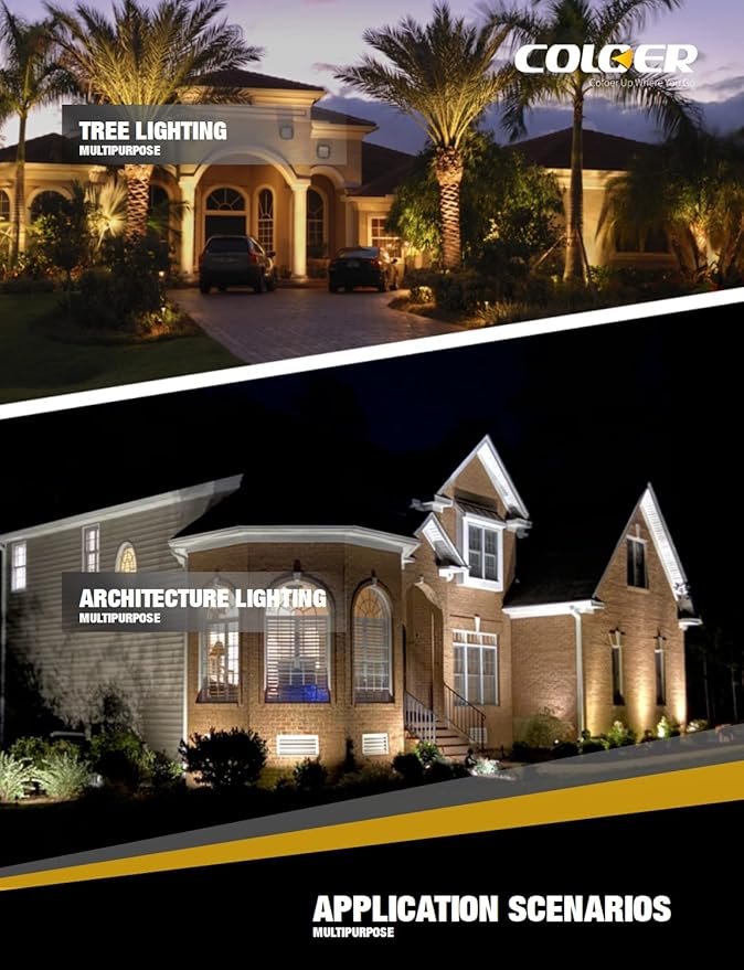 COLOER Die-cast Brass Landscape Spot Lights Outdoor with 5W Aluminum Housing LED MR16 Bulb 2700K 450LM 12V AC/DC Low Voltage LED Landscape Lighting Outdoor Directional Up Light(103B 1-Pack)