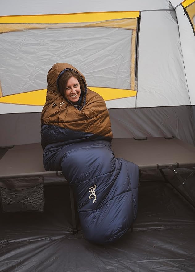Browning Discover -20° Sleeping Bag – Extreme Cold Weather Mummy Sleeping Bag with TechLoft Silver Insulation Draft Collar &amp Durable Shell for Winter Camping Backpacking &amp Outdoor Adventure