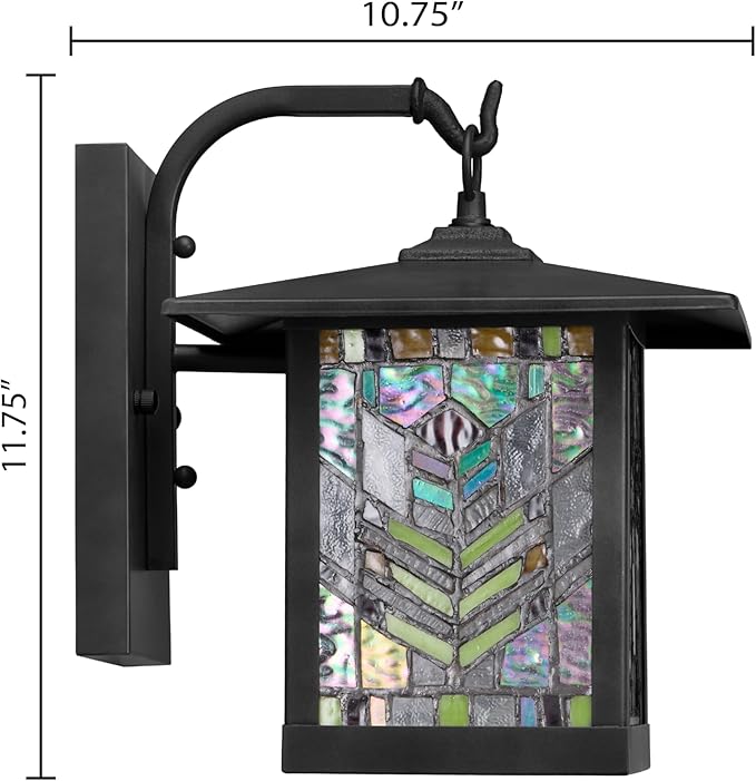 RIVER OF GOODS Stained Glass Outdoor Light Fixture - Mission Style Exterior Lighting Fixtures - Outdoor Lights for House Patio Porch Garage - Wall Mount Sconce Lights - 11.75 H - Mabel