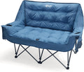 PORTAL Double Camping Chair 2 Person Folding Loveseat for Adults Padded Cushion Camp Lawn Love Seat with Side Pocket Portable Couch Two Person Heavy Duty Wide Chairs with Cup Holder 600 lbs