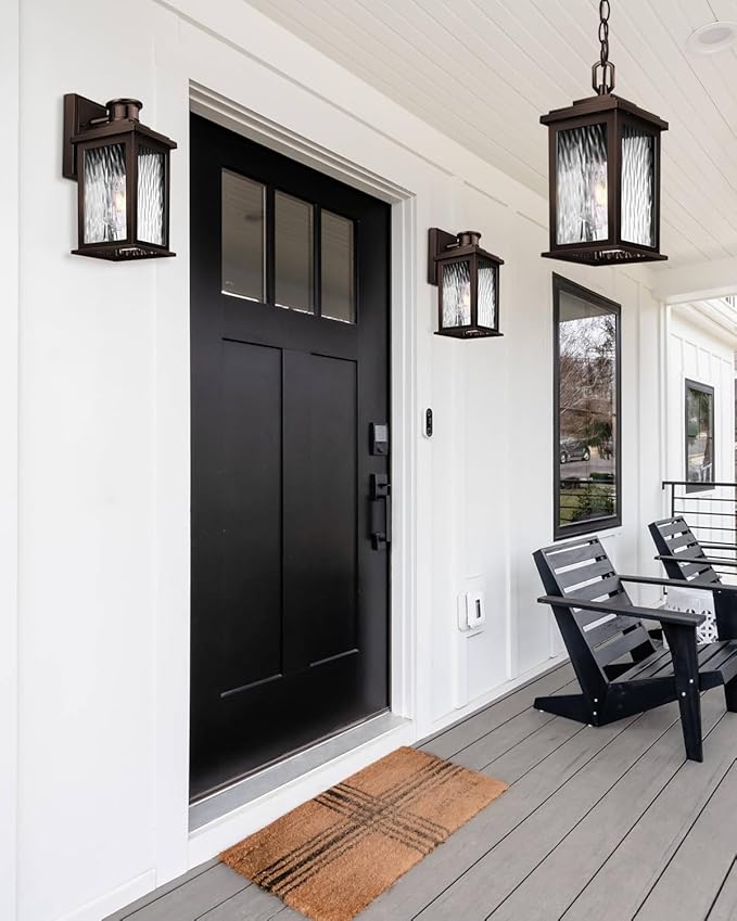 VIANlS Oil Rubbed Bronze Outdoor Pendant Light 1 Pack Outdoor Chandelier for Porch Hanging Outside Lights Lantern with Adjustable Chain Anti-Rust ORB Porch Lights Exterior Ceiling Fixtures