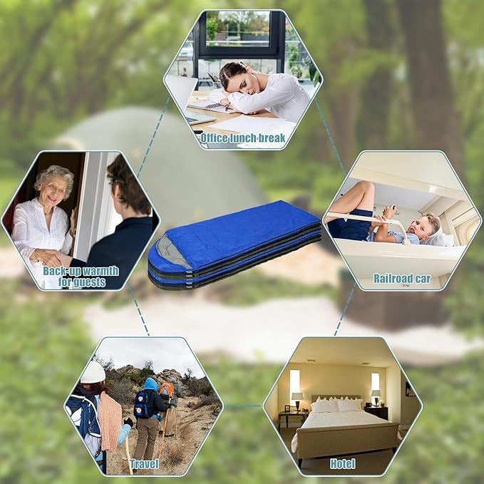 12 Pcs Camping Sleeping Bags Bulk 4 Seasons Warm Cold Weather for Homeless Waterproof Lightweight with Compression Bag Camping Gear Equipment for Adults Backpacking Hiking Travel