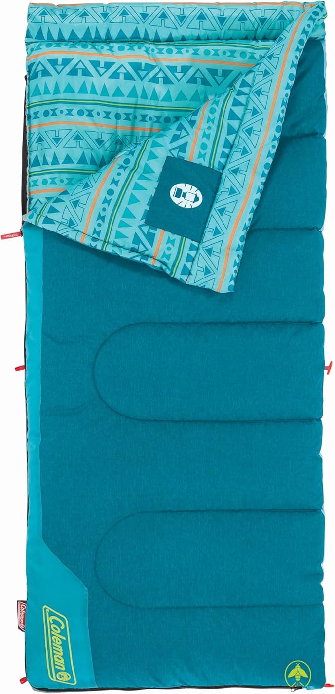 Coleman Kids 50°F Sleeping Bag Comfortable Youth Sleeping Bag for Sleepovers &amp Camping Fits Children up to 5ft Tall Glow in The Dark Design Stuff Sack Included Machine Washable