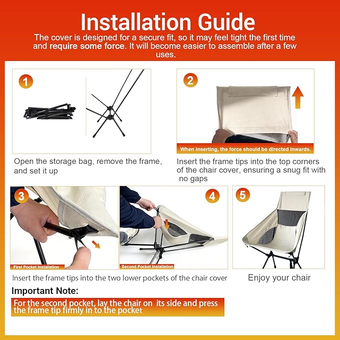 IEJ Ultralight High-Back Camping Chair - Portable Folding Backpacking Chair with Anti-sag Footmuffs Supports up to 300 lbs Compact and Durable for Outdoor Hiking Camping Fishing Reading - White
