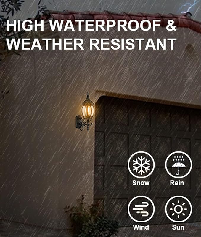 HOLKIRT 2-Pack Outdoor Wall Lantern Waterproof Exterior Wall Sconce Light Matte Black for Porch Garage Doorway