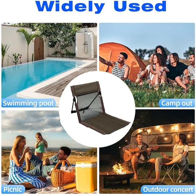 2 Pack Foldable Camping Chairs with Mesh BackrestUltra-Light Portable Beach Chairs with Carry Bag for Sunbathing Swimming Poolside Picnic Lawn Road Trips (Brown)