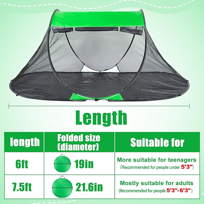 1 Person Pop-up Mosquito Tent for Camping - Breathable &amp Fine Mesh Camping Bug Screen Net with Carry Bag 6ft Instant Portable Screen Tent for Teenagers Girl Boy Summer Scout Camp