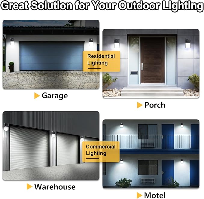 HiBay 4-Pack 18W Dusk to Dawn LED Wall Lights 1980LM 5000K Daylight IP65 Outdoor Porch Light Fixtures Eqv 60-100W HPS/HID Photocell Wall Pack Outside Lighting for House AC 100-277V