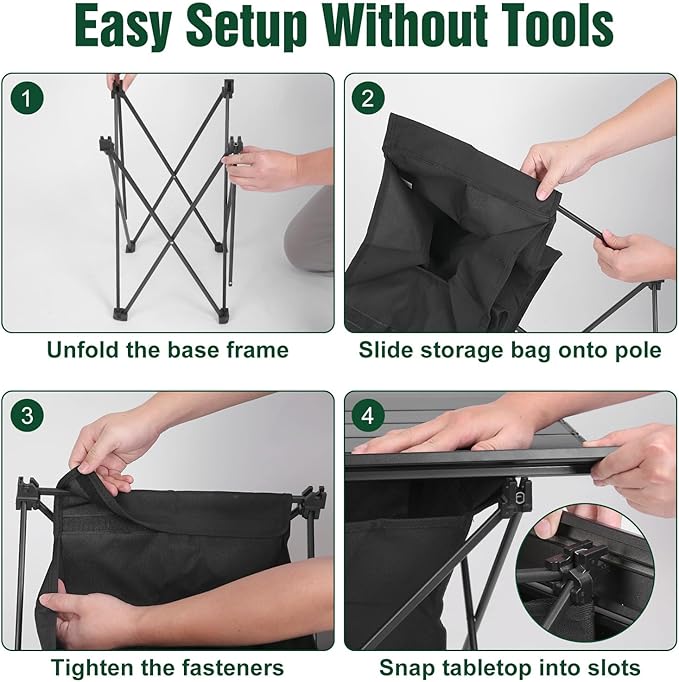 Portable Camping Table Camping Table Foldable with Basket Storage and Carrying Bag Ultralight Aluminum Alloy Beach Table for Camping Picnic BBQ Beach Party