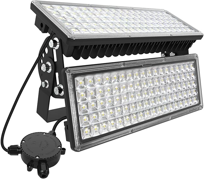 Kekeou 200W LED Flood Light Outdoor 28000LM Stadium Lights 6500K Daylight White Arena Lights Super Bright Field Light IP67 Waterproof Commercial Parking Lot Lighting for Basketball Backyard