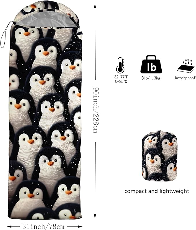 AILONEN Cartoon Camping Sleeping Bag for Boys Girls AdultsLightweight &amp Waterproof3 Season Warm &amp Cold WeatherPortablePrinted Sleeping BagTravelingCampingHiking