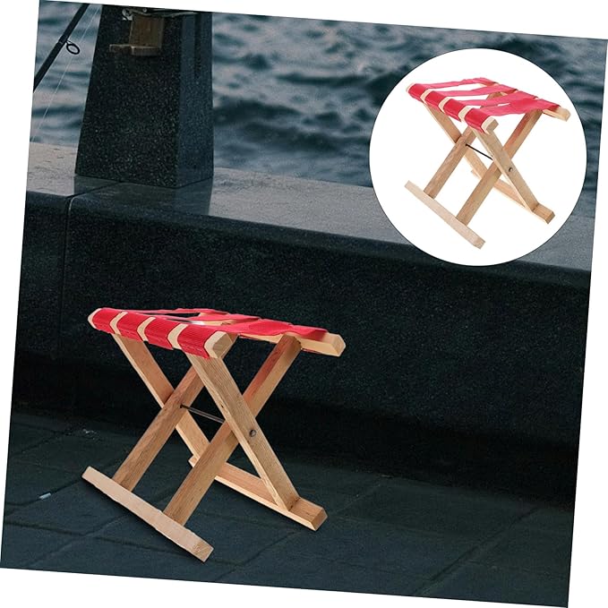 SUPVOX Outdoor Folding Stool Angler Sitting Bench Compact Portable Wooden Camping Fishing Picnic Seat