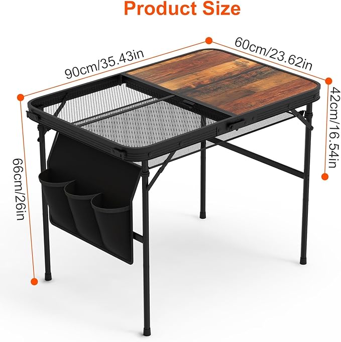 zenithstar Portable Folding Camping Table - Lightweight Aluminum Compact Picnic Table with Carrying Bag - Adjustable Height Waterproof Surface for Outdoor RV BBQ Beach Travel and Hiking