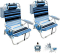 2 Pack Backpack Beach Chairs for Adults Folding Lightweight Beach Chair with Cup Holder and Padded Headrest 5 Positions Aluminum Reclining Heavy Duty Chair for Outdoor Camping PatioSupport 300LBS