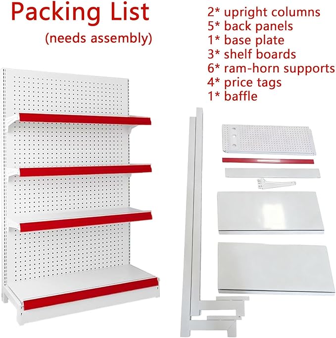 Supermarket Shelf Label Holder StandingSnack Display RackCandy Potato Chips Fruit Vegetable Storage OrganizerLarge Pantry Convenience Stores Shelves for Grocery 93x43x165cm(four-shelves)