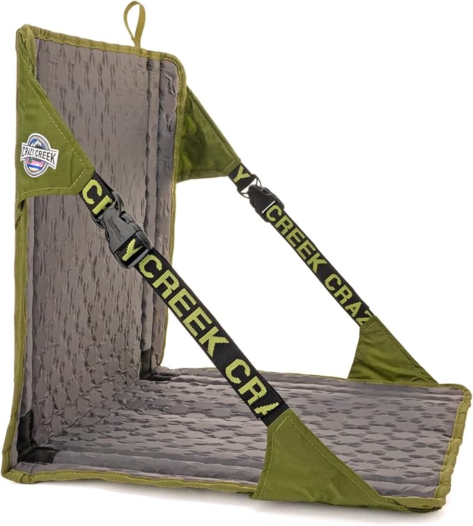 Crazy Creek HEX 2.0 Original Chair for Camping Stadium Seating &amp More Comfort on All Terrains Adjustable Straps Compact Design Water-ResistantOlive/Slate