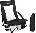 Low Folding Beach Chairs for Adults Portable Lightweight Sling Beach Camping Chair with Cup HolderArmrestFoldable Camp Lawn Chair for Outdoor Sand Concert Travel Sport Events