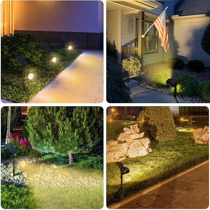 Solar Spot Lights Outdoor Waterproof Solar Landscape Spotlights 18 LED 2-in-1 Uplights Adjustable Flag Pole Lights Solar Powered 3000k Warm White for Garden Yard Driveway Pathway