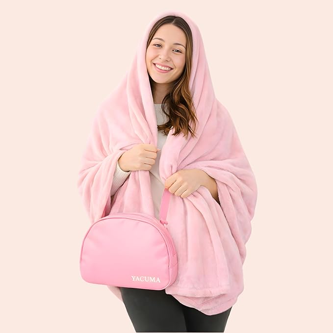 Travel Blanket Airplane Compact with Bag Ultra-Soft 40 x 60 Flannel Travel Organizer Bag with Adjustable Strap Lightweight Warmth for Long Flights