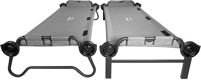 Disc-O-Bed Large Outdoor Convertible 2 Person Bench and Double Camping Cot Portable Bed Bunk System for Adults Grey