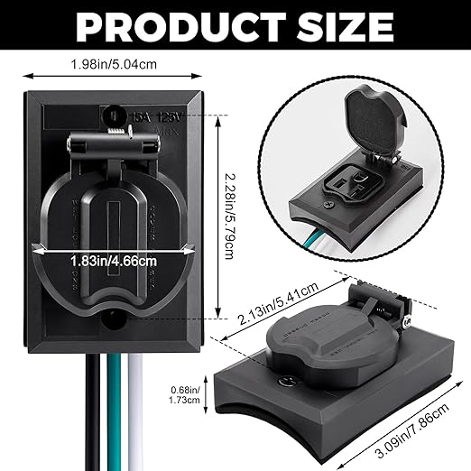 Flutesan 6 Pcs Lamp Post Outlet 125V 15A Grounded Electrical Outlet Energy Saving Light Pole Plug for Outdoor Lamp Post and Poles Energy Saving and Weather Resistant UL Listed Black