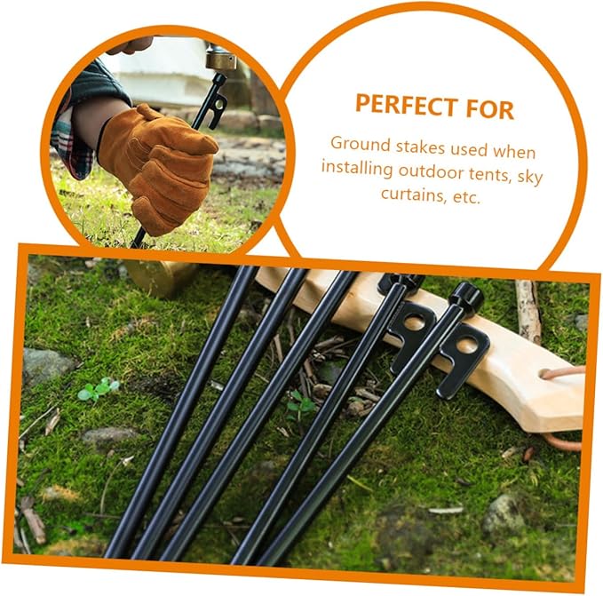 Balacoo 10Pcs Heavy Duty Metal Tent Stakes Ground Pegs for Camping and Durable Cast Fixing for Outdoor Tents and Canopies Easy to Carry Includes Storage Bag