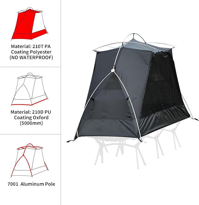 TENPLAY 1-Person Cot Tent FlysheetMust be Used with Matching Inner Tent LightweightWaterproof Sun ProtectionNylon Easy SetupExpandable Rainfly for Camping Hiking Backpacking Picnics