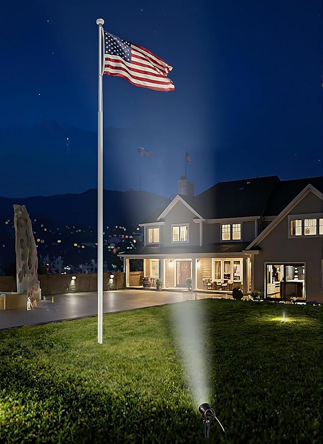30W Ultra Bright Outdoor Spotlight 5000K Daylight LED Bullet Light with Dusk to Dawn Photocell Sensor 120V Plug in Landscape Spot Lights for Flag Pole Yard Garden Tree Statue (2 Pack)